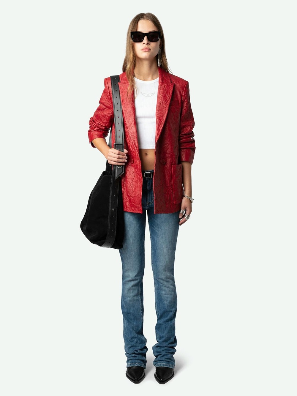 Zadig & Voltaire Blazer Visko 100% Crinkled Leather Fr 34 or US 2 or XS